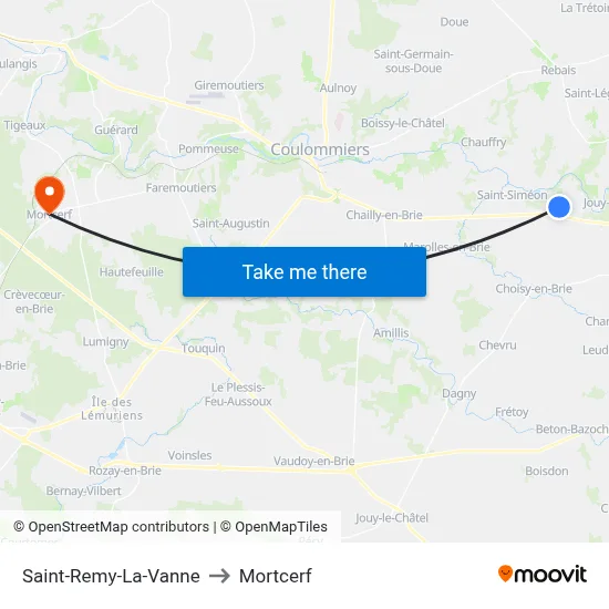 Saint-Remy-La-Vanne to Mortcerf map