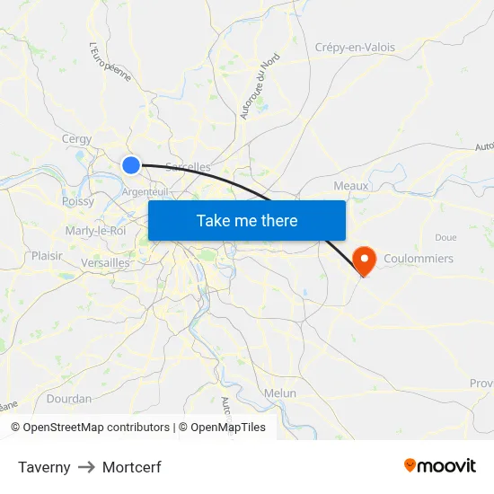Taverny to Mortcerf map