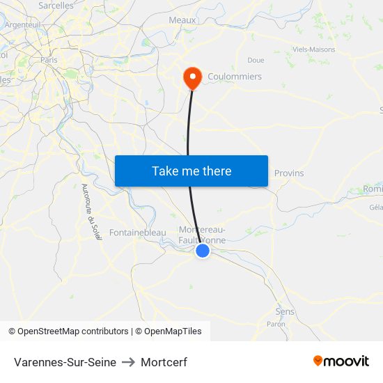 Varennes-Sur-Seine to Mortcerf map