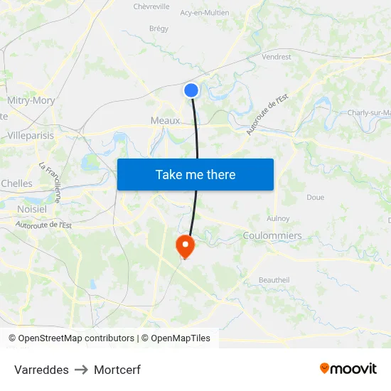 Varreddes to Mortcerf map
