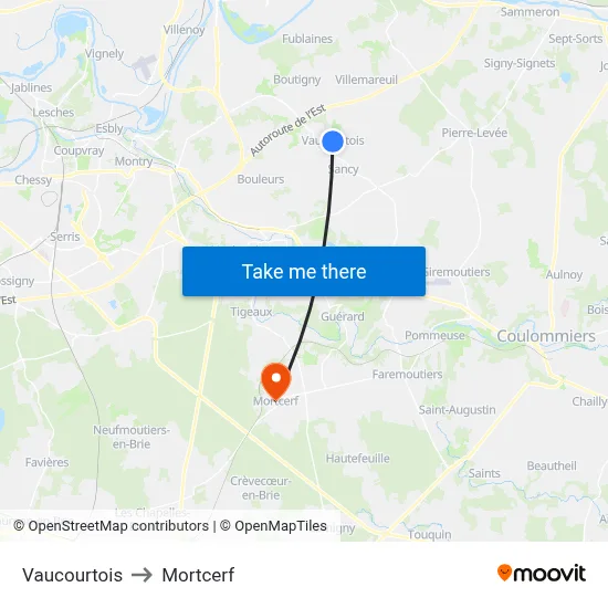 Vaucourtois to Mortcerf map