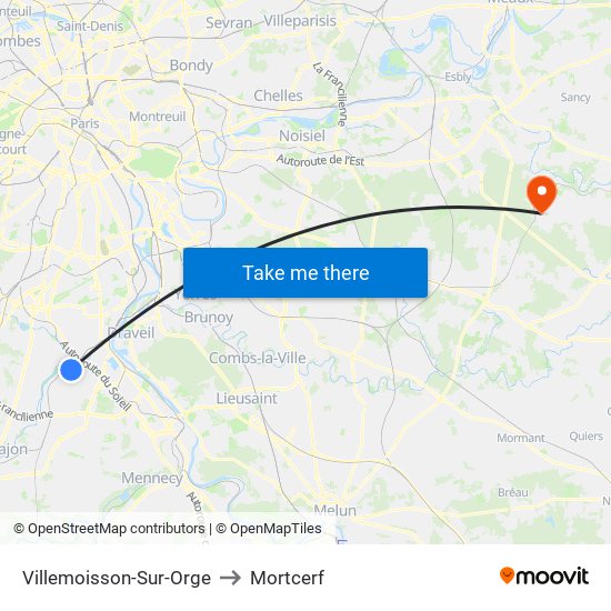 Villemoisson-Sur-Orge to Mortcerf map