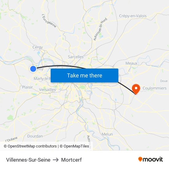 Villennes-Sur-Seine to Mortcerf map