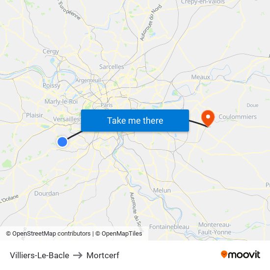 Villiers-Le-Bacle to Mortcerf map