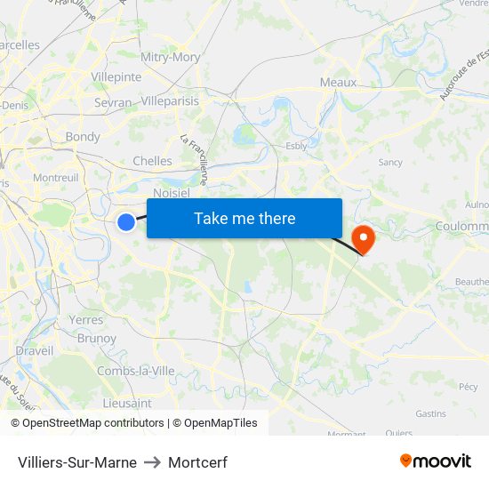 Villiers-Sur-Marne to Mortcerf map
