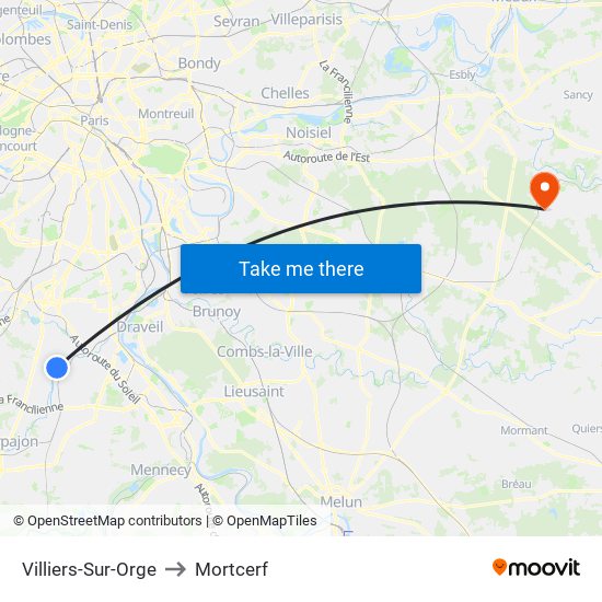 Villiers-Sur-Orge to Mortcerf map