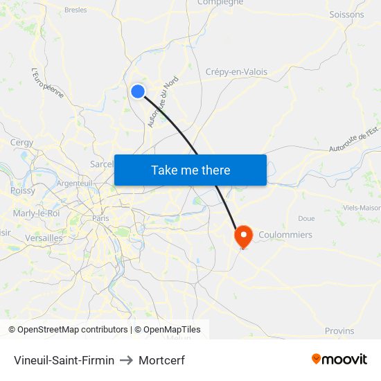 Vineuil-Saint-Firmin to Mortcerf map