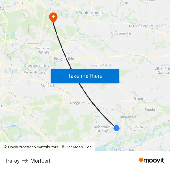 Paroy to Mortcerf map