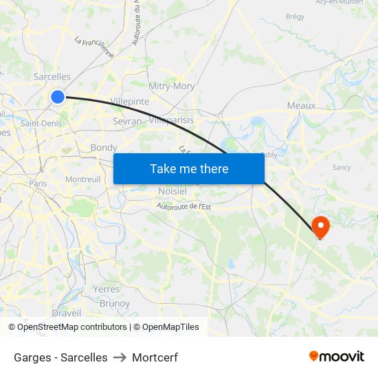 Garges - Sarcelles to Mortcerf map