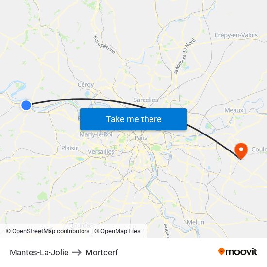 Mantes-La-Jolie to Mortcerf map