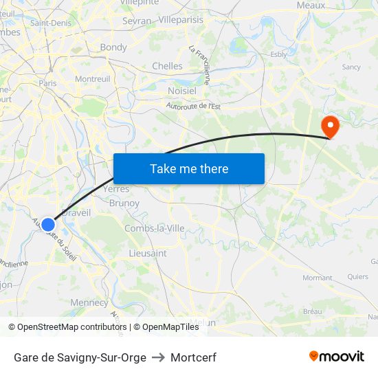 Gare de Savigny-Sur-Orge to Mortcerf map