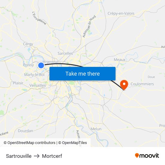 Sartrouville to Mortcerf map