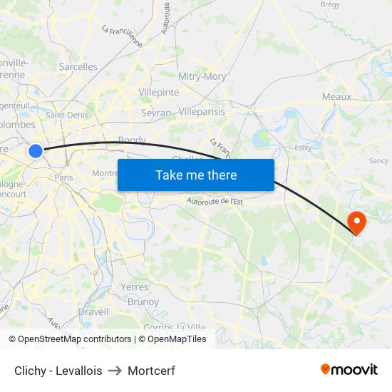 Clichy - Levallois to Mortcerf map