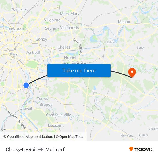 Choisy-Le-Roi to Mortcerf map