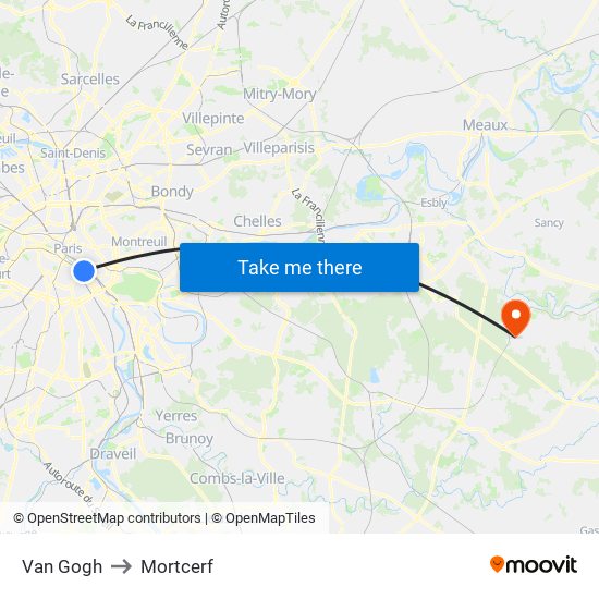 Van Gogh to Mortcerf map