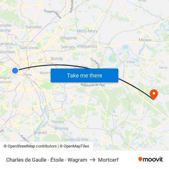 Charles de Gaulle - Étoile - Wagram to Mortcerf map