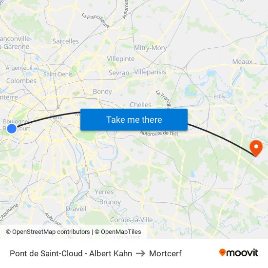 Pont de Saint-Cloud - Albert Kahn to Mortcerf map