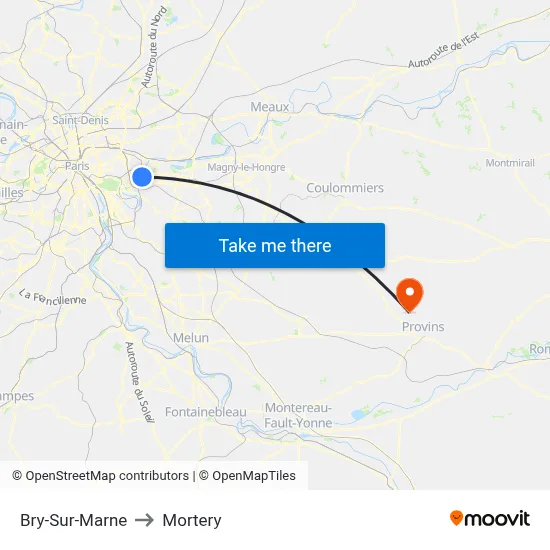 Bry-Sur-Marne to Mortery map