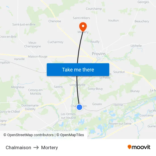 Chalmaison to Mortery map