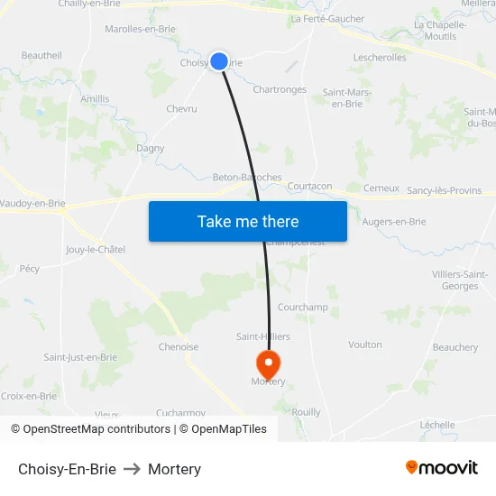 Choisy-En-Brie to Mortery map