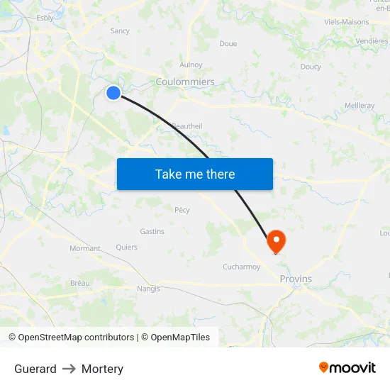 Guerard to Mortery map