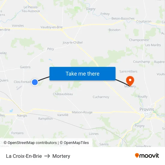 La Croix-En-Brie to Mortery map