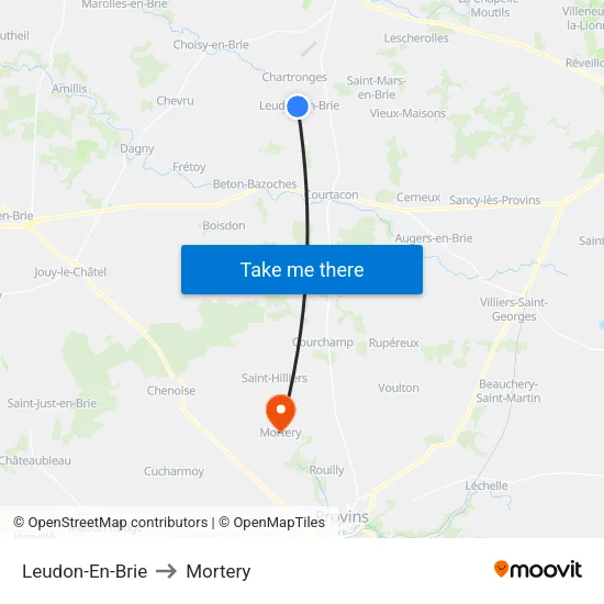 Leudon-En-Brie to Mortery map
