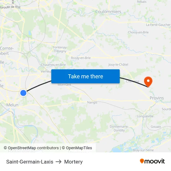 Saint-Germain-Laxis to Mortery map