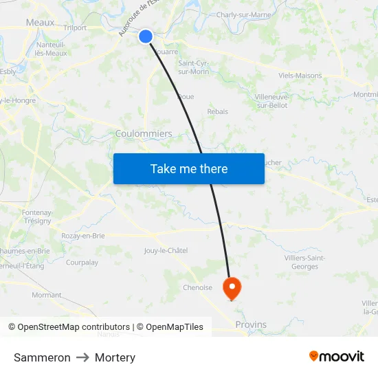 Sammeron to Mortery map