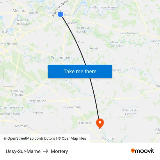 Ussy-Sur-Marne to Mortery map