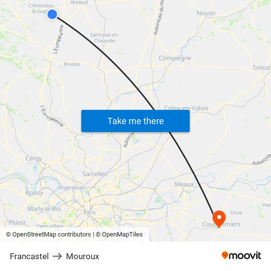 Francastel to Mouroux map