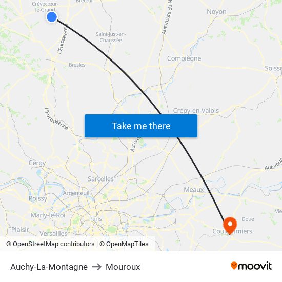 Auchy-La-Montagne to Mouroux map