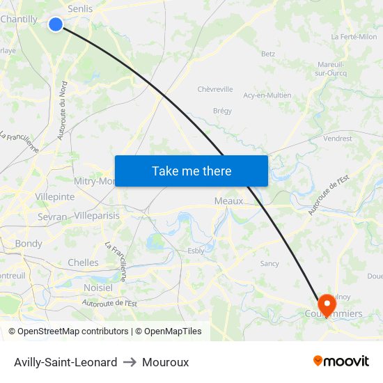 Avilly-Saint-Leonard to Mouroux map