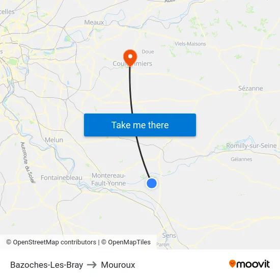 Bazoches-Les-Bray to Mouroux map