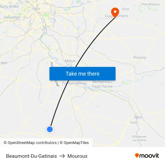 Beaumont-Du-Gatinais to Mouroux map