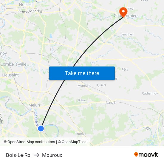 Bois-Le-Roi to Mouroux map