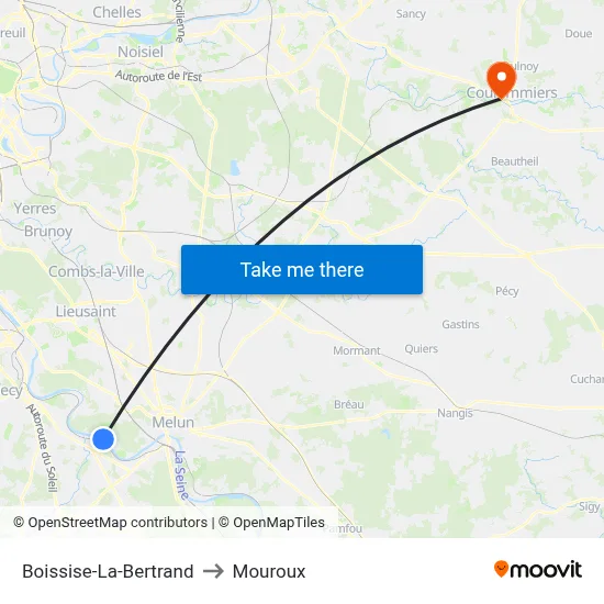 Boissise-La-Bertrand to Mouroux map