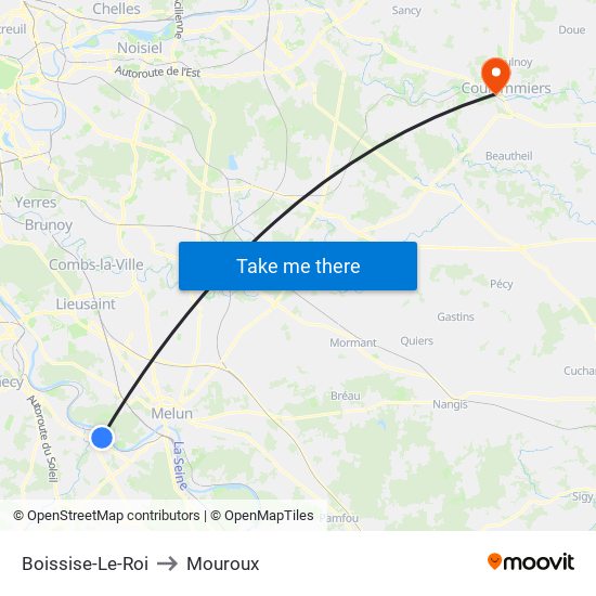 Boissise-Le-Roi to Mouroux map