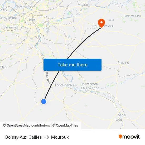 Boissy-Aux-Cailles to Mouroux map