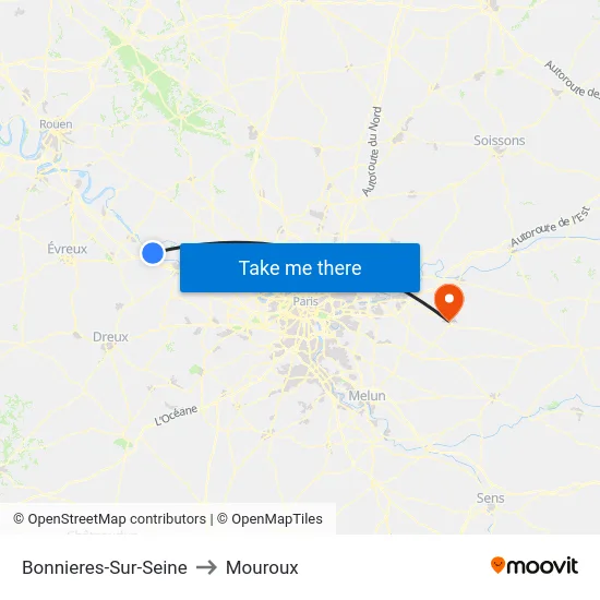 Bonnieres-Sur-Seine to Mouroux map