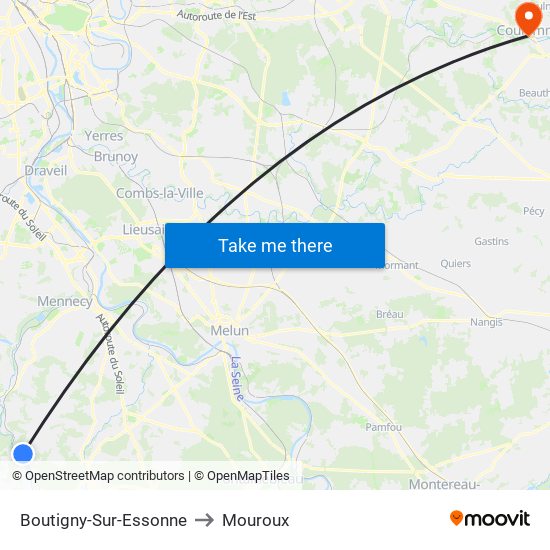 Boutigny-Sur-Essonne to Mouroux map
