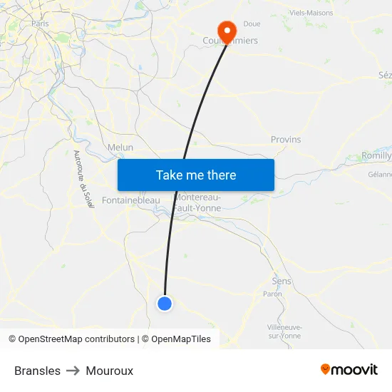 Bransles to Mouroux map