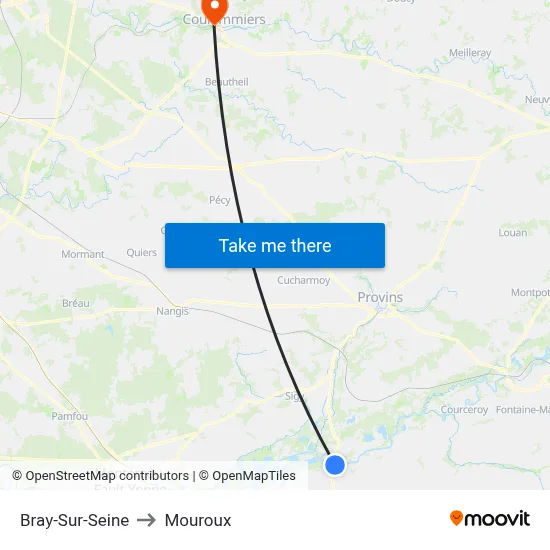 Bray-Sur-Seine to Mouroux map