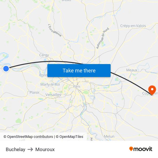 Buchelay to Mouroux map