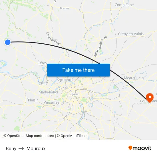 Buhy to Mouroux map
