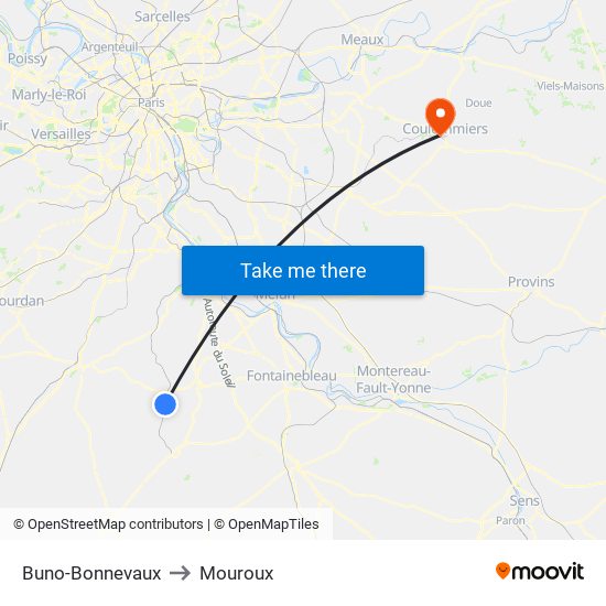 Buno-Bonnevaux to Mouroux map
