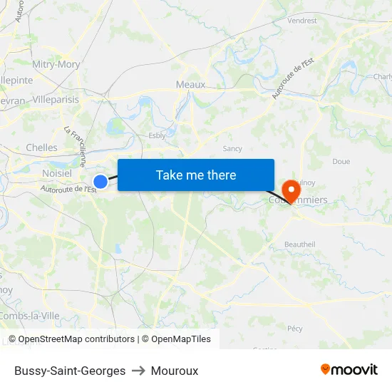 Bussy-Saint-Georges to Mouroux map