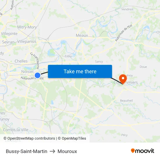 Bussy-Saint-Martin to Mouroux map