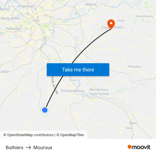 Buthiers to Mouroux map