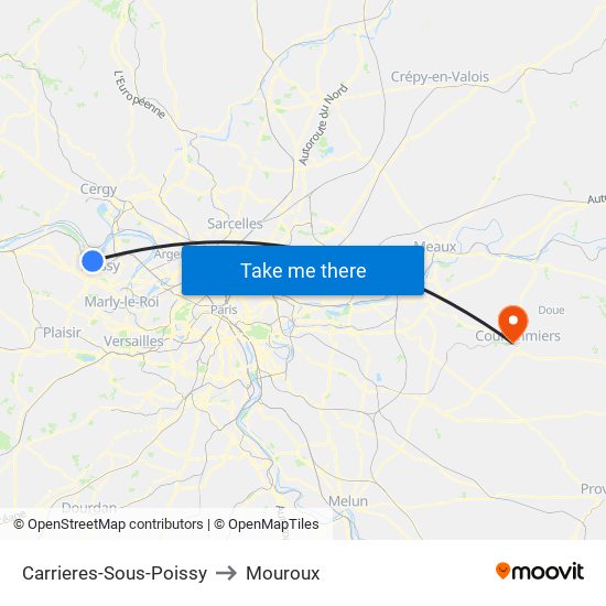 Carrieres-Sous-Poissy to Mouroux map